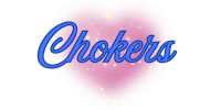 a pink heart with the word chokers on it